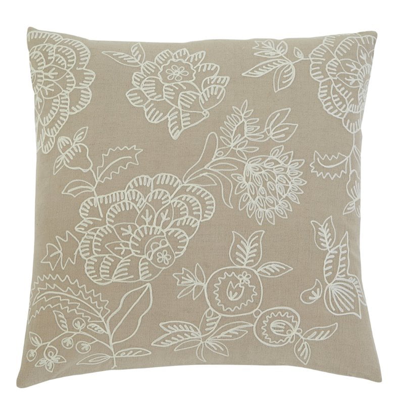 Ashley Embroidered Throw Pillow Cover in Natural - Walmart.com ...