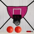 thumbnail image 6 of BAOSITY Basketball Hoop for Trampoline Basketball Frame Waterproof Basketball Goal Outdoor Trampoline Accessory for All Ages Rose Red with two balls, 6 of 8