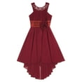 thumbnail image 4 of YONGHS Kids Girls Halter Neck High Low Wedding Bridesmaid Dress Burgundy 10, 4 of 5