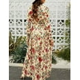 thumbnail image 3 of Womens Floral Maxi Dress Casual Deep V Neck Long Sleeve Long Evening Dress Cocktail Party Wedding Dresses, 3 of 4