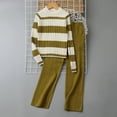thumbnail image 2 of bbymog Girls' Fall and Winter Outfits Knitted Crewneck Long Sleeve Sweater and Long Pants Set Girls Fashion Kids Clothes Girls Green 12 Years, 2 of 9