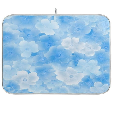 

Kitchen Drying Mat 16x18In Drying Dish Mat Dish Drying Mats Kitchen Countertop Multi-Function Drain Drying Mat Kitchen Table Blue Pretty Lovely Flowers Seamless