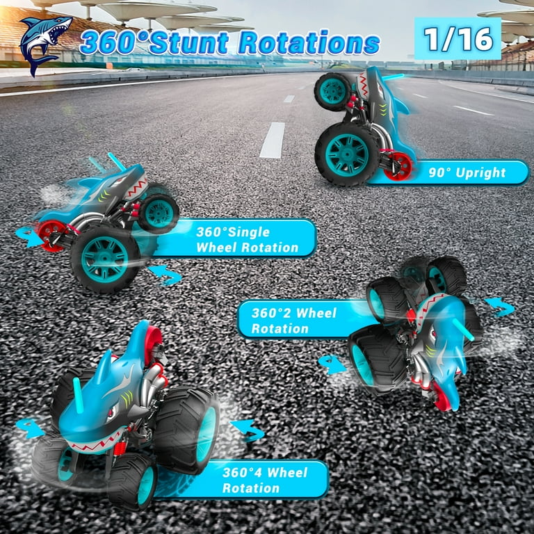 Wisairt Remote Control Monster Truck, 1:16 Shark RC Car, 4WD Stunt