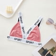 thumbnail image 4 of ManxiVoo Contrast Trim Bralette with Fashionable Letter Detail Comfortable Wireless Triangle Cup Top S Size Pink, 4 of 7