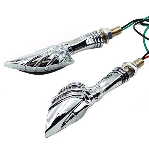 BHYShop Skull Hand LED Turn Signal Cruiser Chopper Street Sport Bike Motorcycle Dual Sport Custom