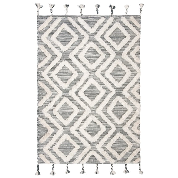 SAFAVIEH Kenya Arline Geometric Wool Area Rug, Teal/Ivory, 4' x 6'