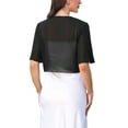 thumbnail image 3 of INSPIRE CHIC Shrugs for Women's Ruffle Short Sleeve Open Front Bolero Summer Cropped Cardigan for Dress M Black, 3 of 6