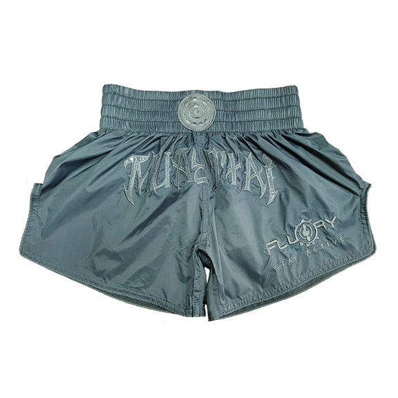 FLUORY Muay Thai Shorts Free Combat Mixed Martial Arts Boxing Training Match Pants Text Embroidery Solid Color