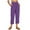 Purple, variant on cocolona Women's Capri Pants with Pocket Summer Solid Color Casual Linen Pants Straight Elastic Waist Wide-leg Cropped Trousers