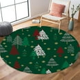 thumbnail image 2 of Round Area Rug 4ft Green Merry Christmas Tree Xmas Snowflake,Red Circular Mat Floor Carpet for Living Dining Room Bedroom, 2 of 4