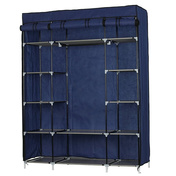 Winado 5 Tier Portable Closet Clothing Rack Storage Organizer for Bedroom Closet Dorm, Navy Blue