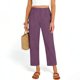 thumbnail image 4 of Pincandy Women's Solid Color Elastic Waist Pockets Linen Blend 9-Point Pants, Casual & Daily Wear, 4 of 7