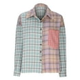 thumbnail image 4 of IROINNID Women's Shacket Jacket Long Sleeve Plaid Turndown Lapel Outwear, Comfy Plaid Fashion Lapel Short Shirt Jacket, 4 of 7