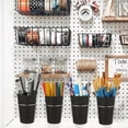thumbnail image 4 of 6 Sets Pegboard Cups with Pegboard Hooks,Pegboard Accessories Baskets,Pegboard Cup,Peg Board Basket Parts Bins Accessories for Organizing Craft Tools and Storage Garage Office Workbench,Black, 4 of 7