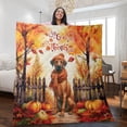 thumbnail image 2 of Happy Thanksgiving Rhodesian Ridgeback Give Thanks Fall Beanie Scarf Welcome Quilt Blanket Ridgebacks Dog Lover Gifts Cozy Comforter Throw Blanket - 00020, 2 of 5