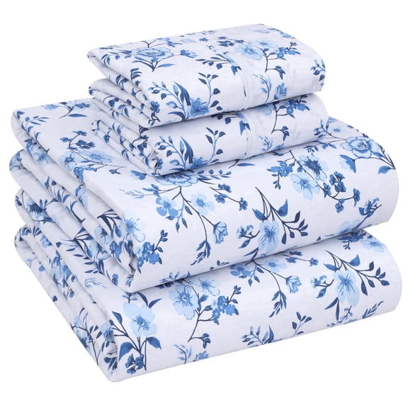 Ruvanti 100% Cotton Sheets Cal King Size Bed Sheet Set – 16 inches Deep Pockets Perfect Fitting - Crisp & Cool Percale sheets - Smooth & Comfortable - 4 Piece Bedding and Pillowcase set,Annual