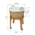 thumbnail image 4 of Kouboo Rolling Wicker Laundry Basket, Handwoven Wicker Hamper with Removable Cotton Liner, Stand, & Locking Caster Wheels, Honey Brown, 4 of 5