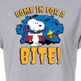 thumbnail image 3 of Peanuts - Snoopy Come In For A Bite - Juniors Cropped Cotton Blend T-Shirt, 3 of 6