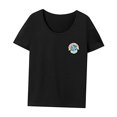thumbnail image 3 of Camiseta de mujer Verano Señoras Ropa deportiva Camiseta básica para viajes Viaje de vacaciones Negro, 3 of 7
