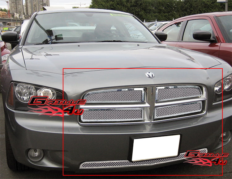 SS 1.8mm Mesh Grille Combo For 05-10 Dodge Charger 