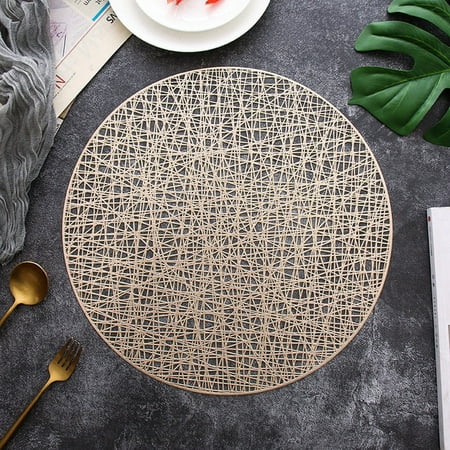 

QWZNDZG Golden PVC Hollow Non-slip Kitchen Accessories Placemat Coaster Insulation Pad Dish Coffee Cup Table Mat Napkin Home Hotel Decor