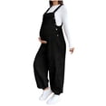 thumbnail image 2 of Hvyesh Corduroy Overall for Women,Women's Maternity Wide Leg Overalls U Neck Spaghetti Strap Pregnancy Jumpsuits, 2 of 9