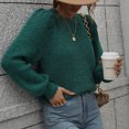 thumbnail image 5 of Pullover Sweaters for Women Puff Sleeve Pullover Sweater Round Neck Soft Sweater Slim Fit Solid Color Knitted Jumper sweaters women, 5 of 7