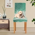 thumbnail image 4 of Yayeee 2 Pack Dining Chair Covers Stretch Parson Chairs Slipcovers Seat Protector, Green and White Pattern, 4 of 6