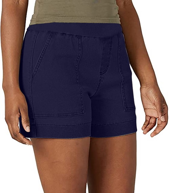 EQWLJWE Shorts de Yoga pour Femmes Grande Taille Shorts en Sergé Extensible Taille Fine à Enfiler Coupe Régulière Shorts de Randonnée Été Décontractés avec Poches Shorts pour Femmes en Solde