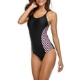 thumbnail image 4 of Attraco Women's Striped Aquatic Sport Swimsuit One Piece Swimwear, 4 of 6