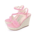 thumbnail image 3 of BLISSFUL STEP Women's Wedge Sandal Platform Ankle Strap Open-Toe Heel Buckle Sandals Pink (Size 5.5), 3 of 7
