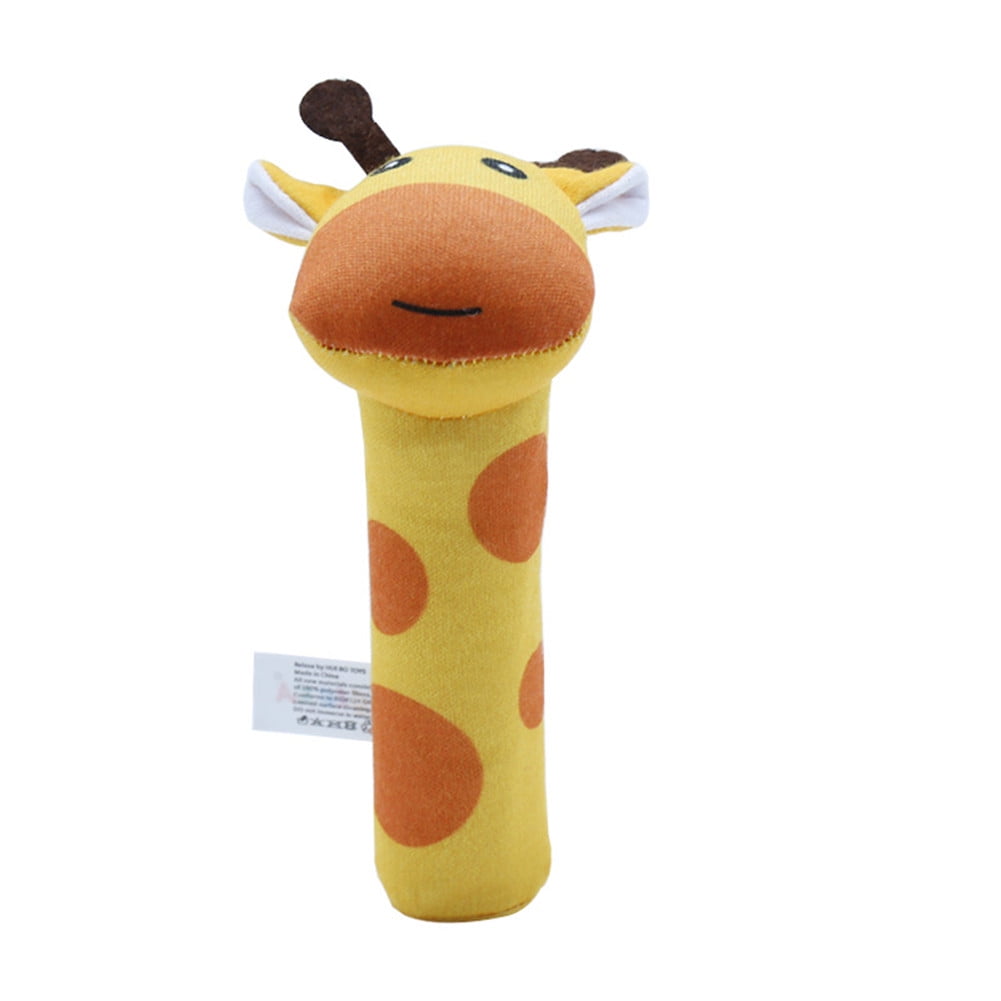 Baby Rattle Cute Cartoon Animal BB Stick Hand Bell Rattle Soft Toddler Plush Toys for 0-3 Years