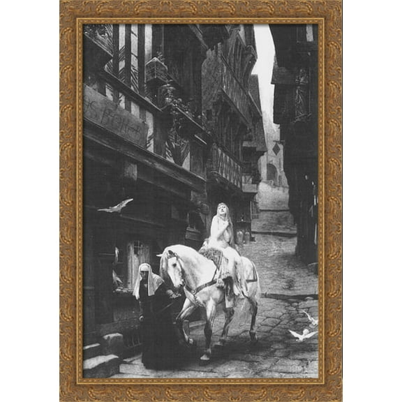 Lady Godiva 28x40 Large Gold Ornate Wood Framed Canvas Art by Jules Joseph Lefebvre