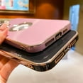 thumbnail image 4 of Cute for iPhone 13 Pro Max 6.7-inch Case with Gold Logo Circle,Plating Shockproof Protective Soft Silicone Back Cover Cases with Clear Acrylic Camera Lens Protector(Purple), 4 of 9