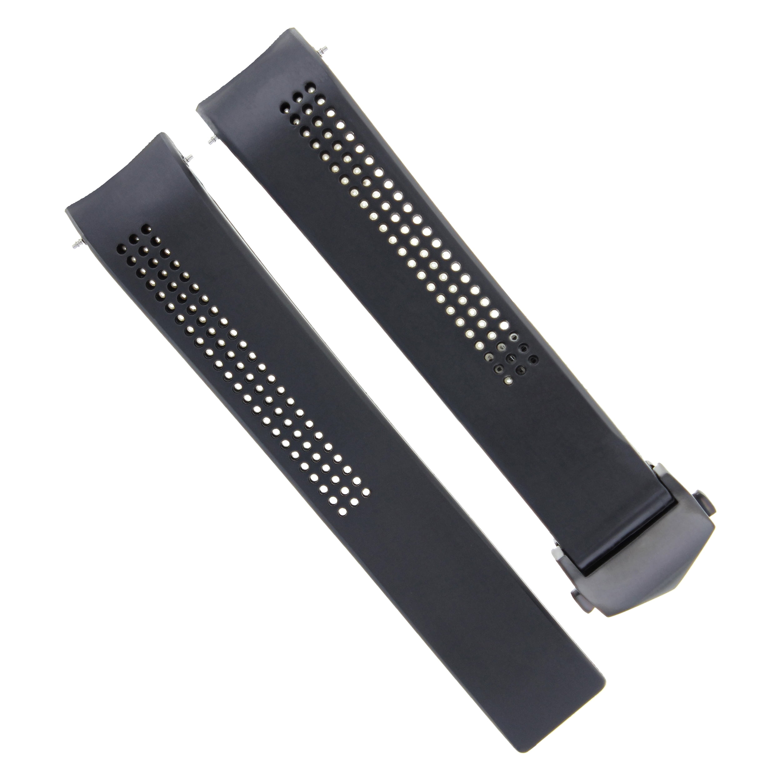 22MM RUBBER BAND STRAP FOR TAG HEUER CARRERA CALIBRE  BLACK +  CLASP 