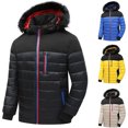 thumbnail image 4 of XMMSWDLA Deals Clearance Tops for Men Winter Stitching Casual Thick Fit Side Seam Pockets Warm Zipper Cotton Jacket, 4 of 4