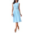 thumbnail image 2 of INSPIRE CHIC Women's Dress Sleeveless Crew Neck High Waist A-Line Office Dresses M Sky Blue, 2 of 5