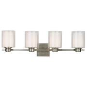 Design House 556167 Oslo Traditional 4-Light Indoor Dimmable Bathroom Vanity Light with Double Glass Shade for Over the Mirror, Satin Nickel