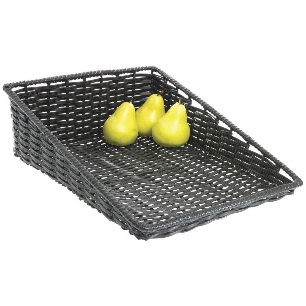 HUBERT Wicker Look Tapered Storage Basket, Rectangular Black - 15 1/2"L x 20"D x 1 1/2" to 6"H