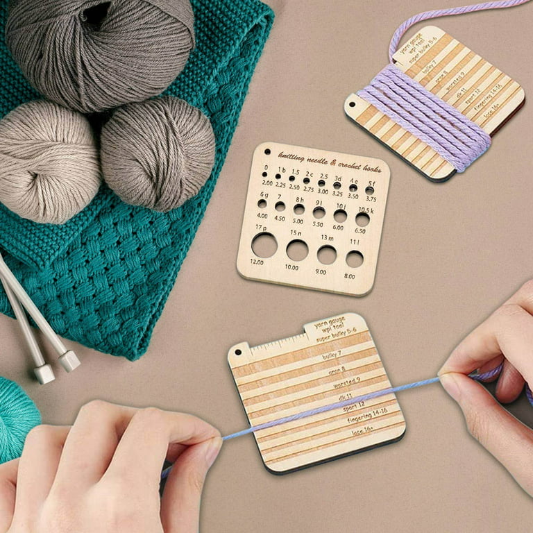4Pcs Wood Knitting Gauge Rulers 2 Style Square Knitting Tool