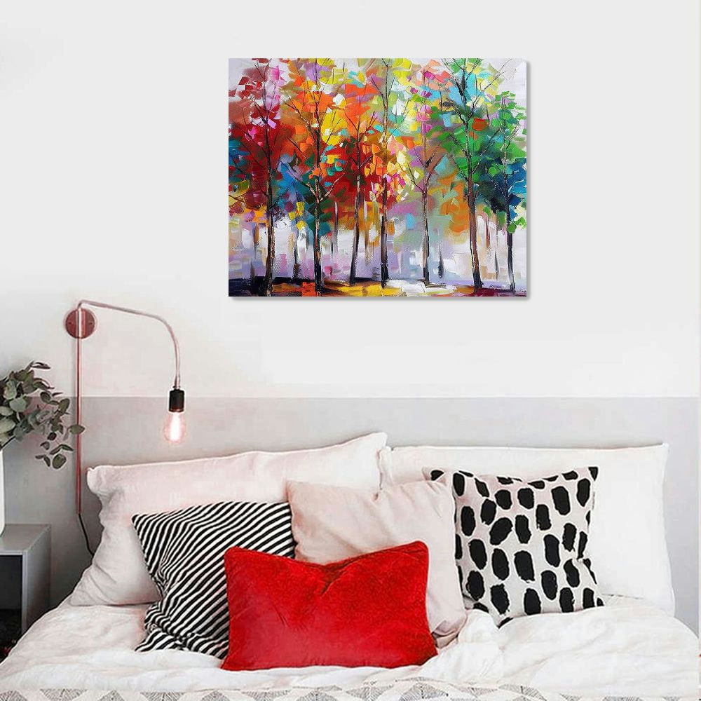 Art Tree Canvas Prints Wall Art for Home Decor, Large Colorful Trees Branches Forest Pictures for Living Room Bedroom Ready to Hang