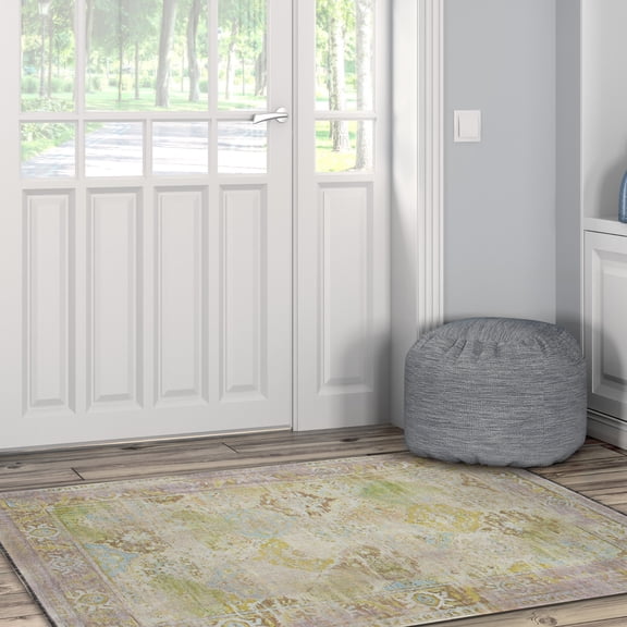 Contemporary Home Living 3' x 5' Pastel Medallion Area Throw Rug - Purple and Green