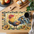 thumbnail image 2 of Retro Rooster Placemats Set of 8 Sunflower Animals Plaid Farmhouse Place Mats Indoor Wipeable Table Mats Washable Cloth Dining Table Placemats for Kitchen Holiday Party Home Decor 13x19 Inch, 2 of 9