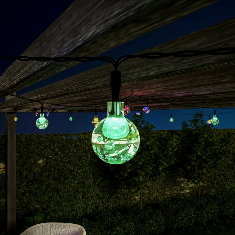 Outdoor Solar Sting Lights- Solar Powered Round Globe Hanging Lighting with Multicolored Lights for Patio, Backyard, Garden, Events by Pure Garden Outdoor Solar Sting Lights- Solar Powered Round Globe Hanging Lighting with Multicolored Lights for Patio, Backyard, Garden, Events by Pure Garden