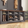 thumbnail image 4 of Farmhouse Hall Tree with 9 Coat Hooks, Bench and Shoe Storage, 5-in-1 Entryway Bench, 4 of 8