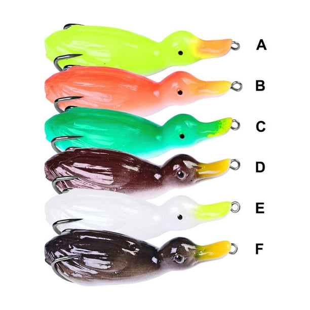 fashionhome 6pcs Simulation Duck Soft Fishing Lure 10.5 cm 21g Frog Top  Water 3D Lure Soft Silicone Sequins Duck Lure Artificial Fishing Lure 