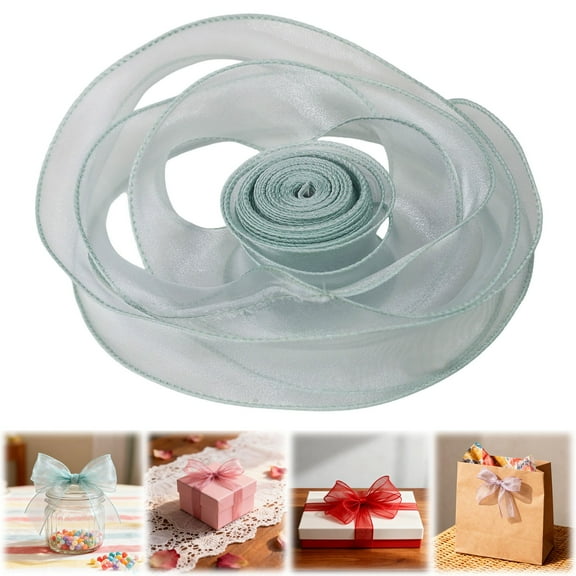 Mesh Sheer Organza Ribbon, Non-Wired Sheer Ribbon, Transparent Mesh Ribbon for Gift Wrapping, Wedding Invitations, Christmas Home Decor Crafts (1.47 inch Width*10 Yards)