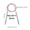 thumbnail image 2 of Uxcell Size US 11 Knitting Needles Circular Needle 40 inch Round Metal Stainless Steel Needle for Handmade Projects DIY Knit Blankets, 2 of 5