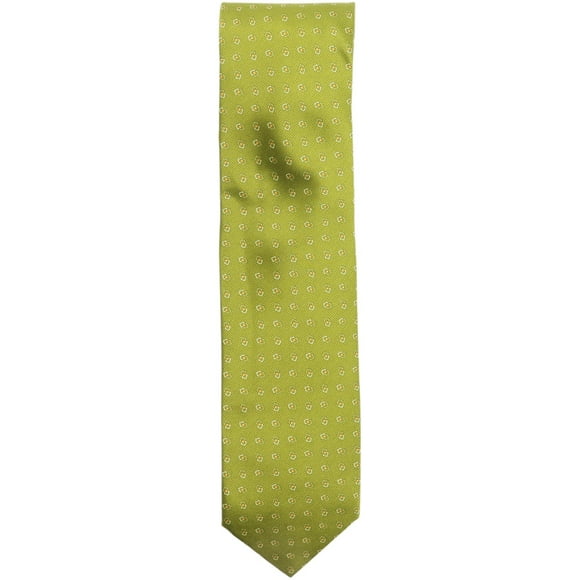 Dolcepunta Men's Olive Green / Yellow Orange Mini Conjoined Diamonds Silk Necktie - One Size