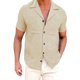 thumbnail image 1 of Camisas Para Hombre Manga Corta Camisa de manga larga de playa informal suelta de lino y algodón para hombre (Beige, S), 1 of 7